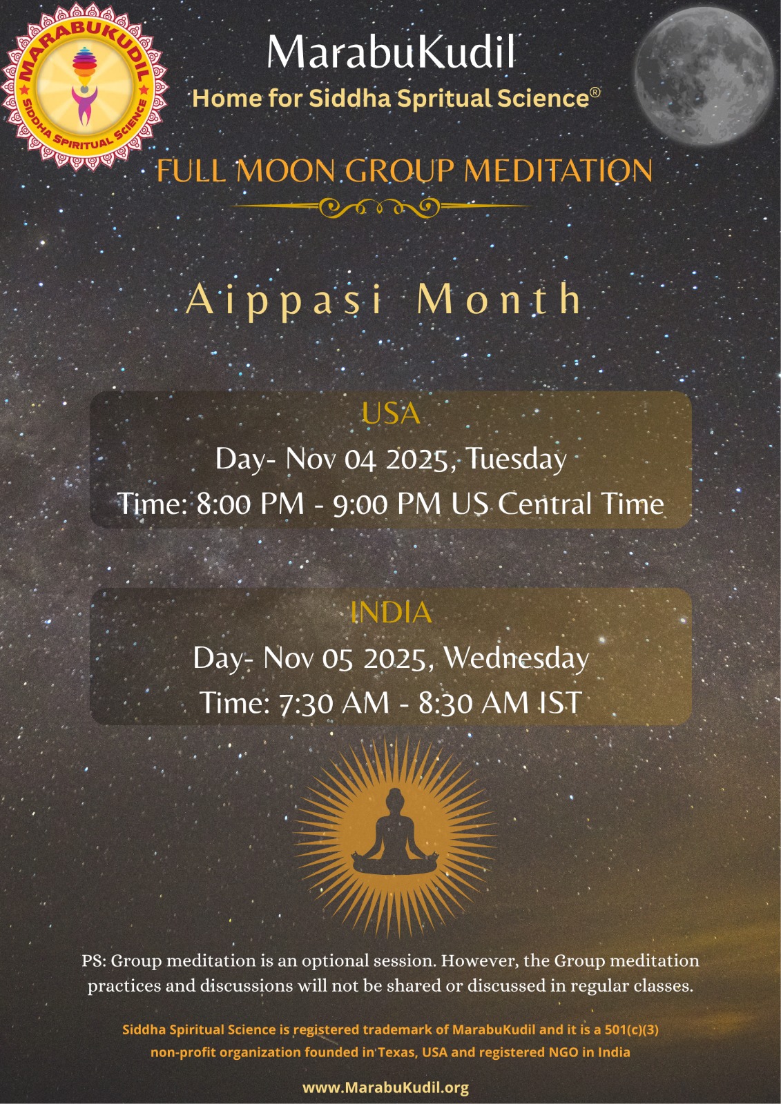 Aippasi Month Fullmoon Meditation.